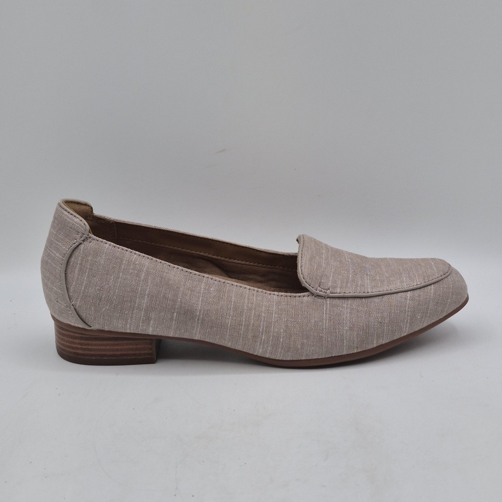 Clarks Shoes Womens Size 9.5 Taupe Textile Loafer Flats Slip On Low Heel EU 41 - Picture 4 of 12
